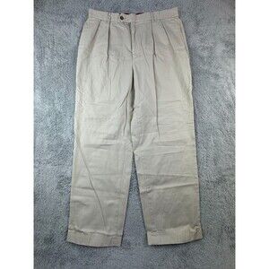 Tommy Hilfiger Men's 36x32 (35x30) Khaki Straight Leg Lined Flat Front Casual
